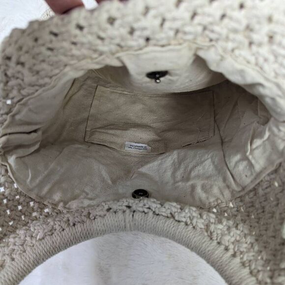 Macrame Bag  Natural Crochet Woven Handbag Wood Ring Purse Boho Hand Made - Picture 7 of 9